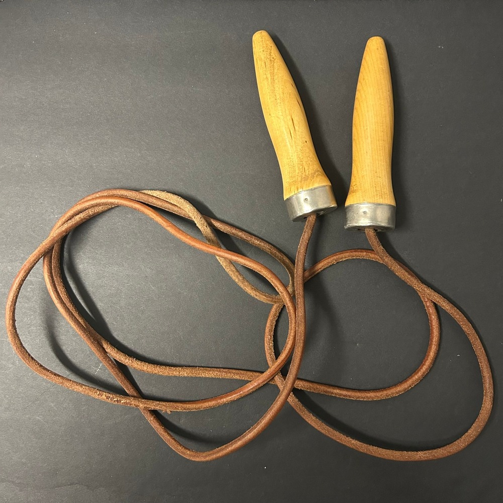 Vintage Leather Wood Unbranded Jump Rope Brown Made‎ in USA